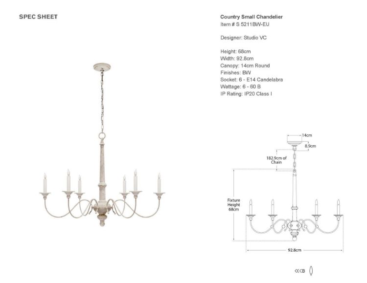 Picture of Small Country Chandelier in Belgian White