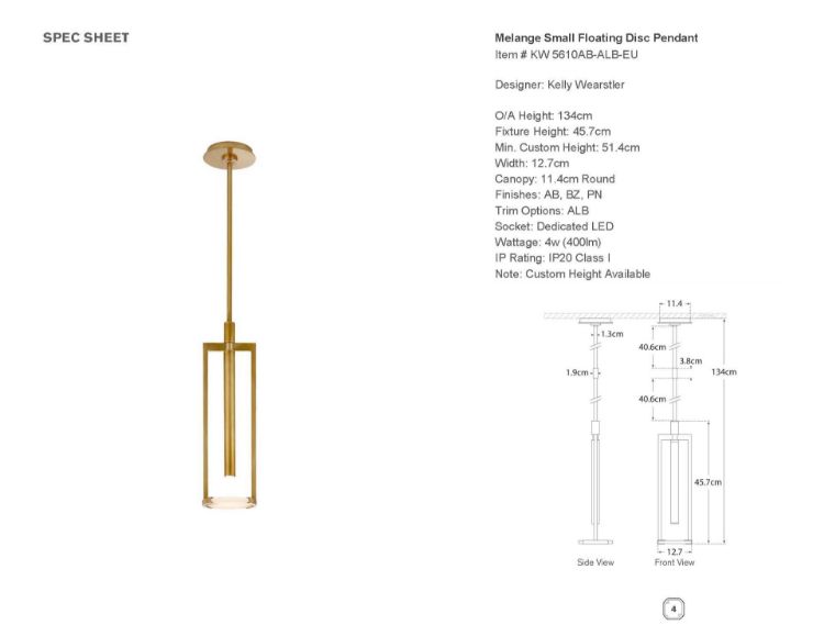 Picture of Melange Small Floating Disc Pendant in Antique-Burnished Brass with Alabaster