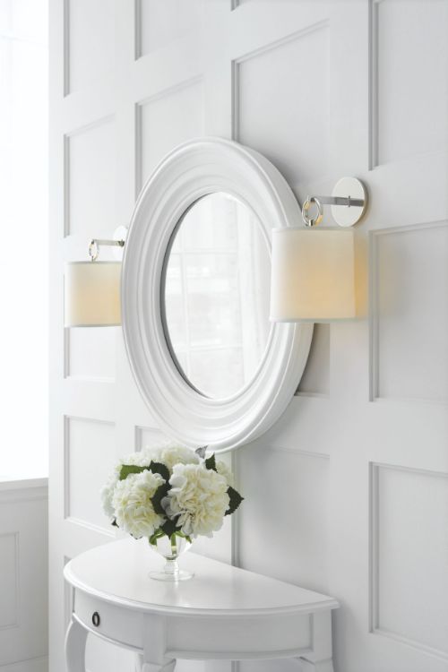 Picture of French Cuff Sconce in Soft Silver with Silk Shade