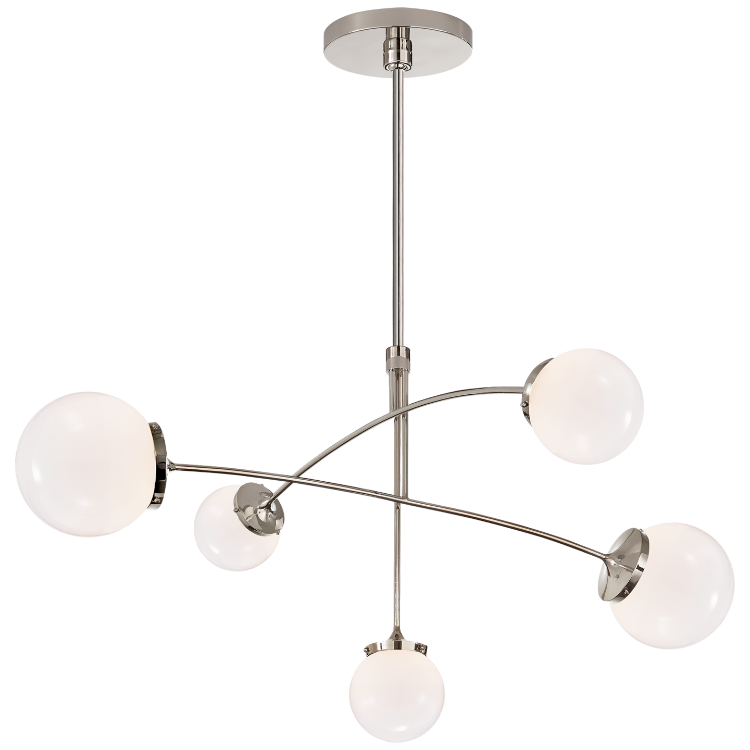 Picture of Prescott Medium Mobile Chandelier in Polished Nickel with White Glass