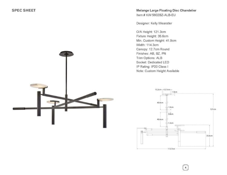 Picture of Melange Large Floating Disc Chandelier in Bronze with Alabaster