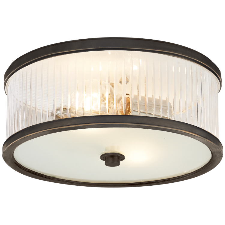 Picture of Randolph Large Round Flush Mount in Bronze with Crystal and Frosted Glass