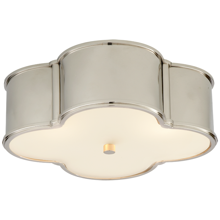 Picture of Basil 17" Flush Mount in Polished Nickel with Frosted Glass