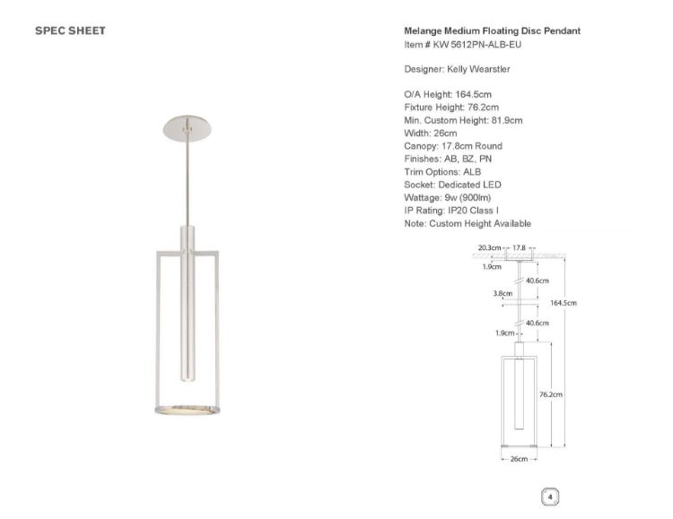 Picture of Melange Medium Floating Disc Pendant in Polished Nickel with Alabaster