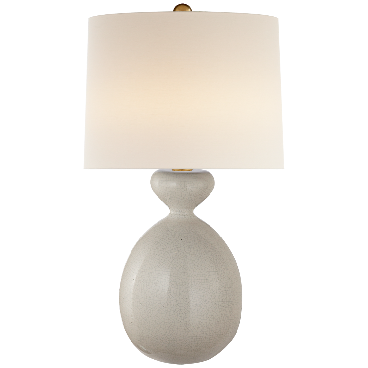 Picture of Gannet Table Lamp in Bone Craquelure with Linen Shade