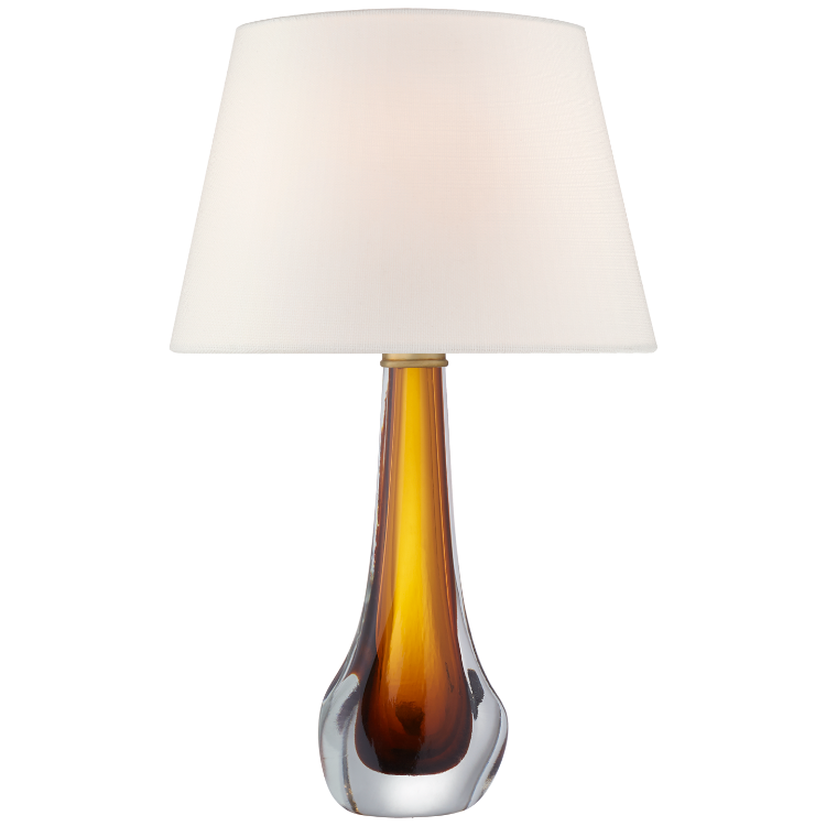 Picture of Christa Large Table Lamp in Amber Glass with Linen Shade