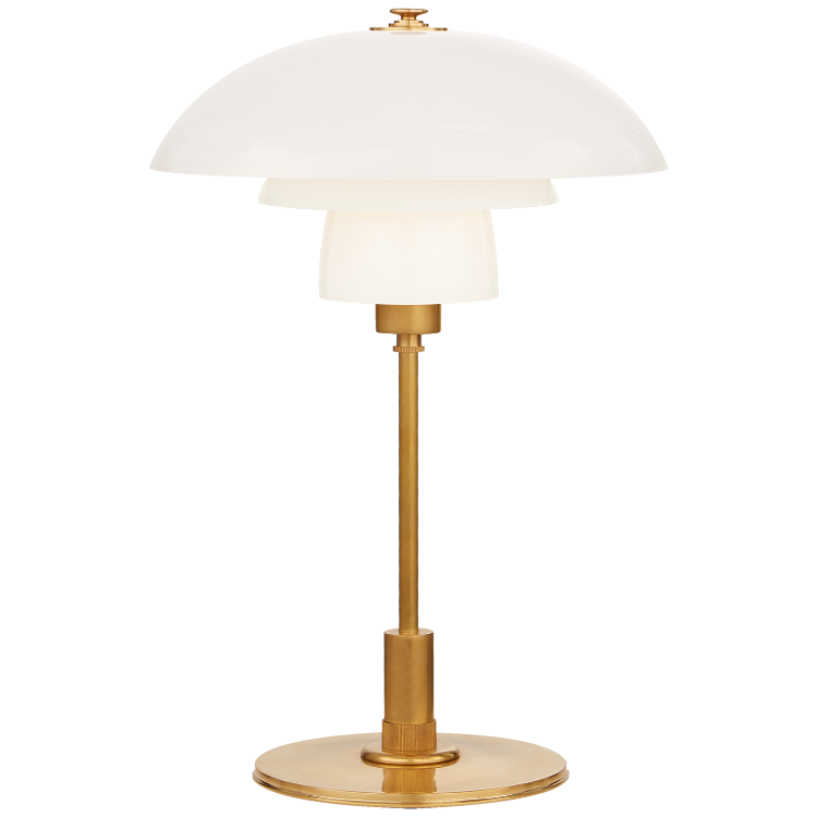 Picture of Whitman Desk Lamp in Hand-Rubbed Antique Brass with White Glass Shade