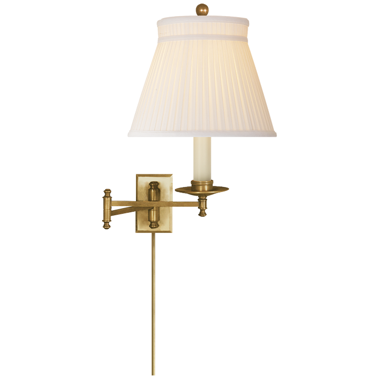 Picture of Dorchester Swing-Arm in Antique-Burnished Brass with Silk Crown Shade