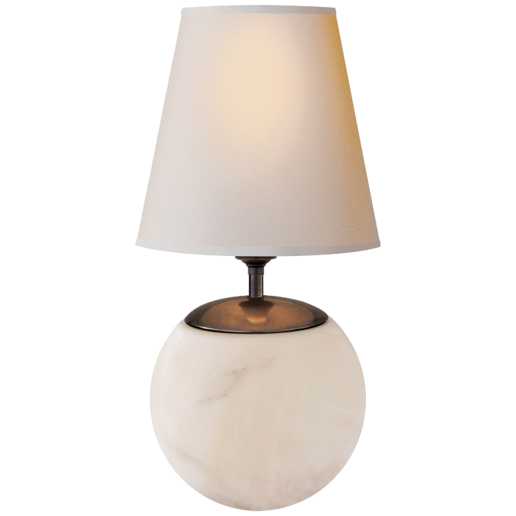 Picture of Terri Large Round Table Lamp in Alabaster with Natural Paper Shade