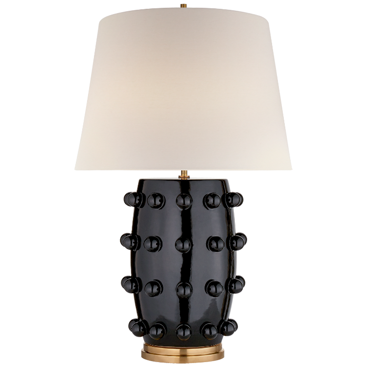 Picture of Linden Medium Lamp in Black with Linen Shade