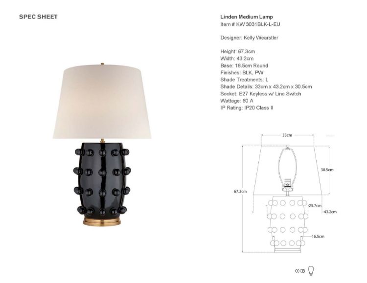 Picture of Linden Medium Lamp in Black with Linen Shade