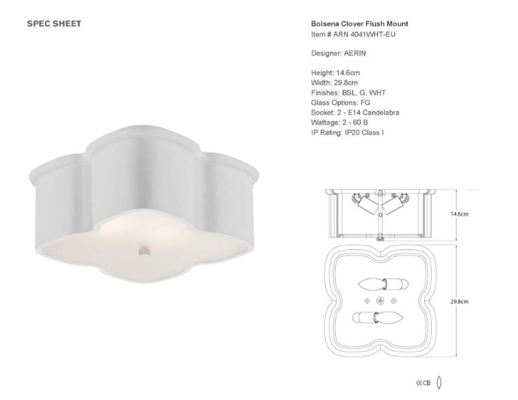 Picture of Bolsena Clover Flush Mount in White