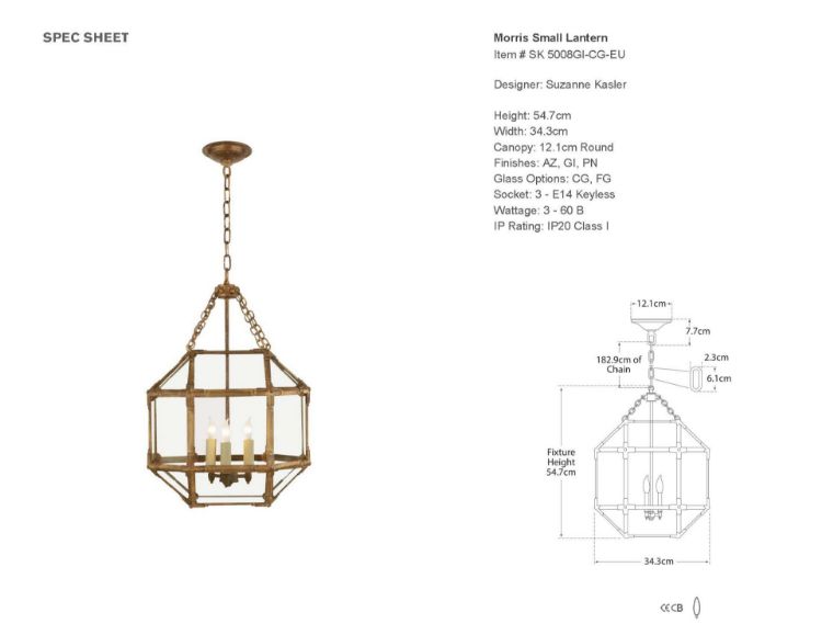 Picture of Small Morris Lantern in Gilded Iron Finish with Clear Glass