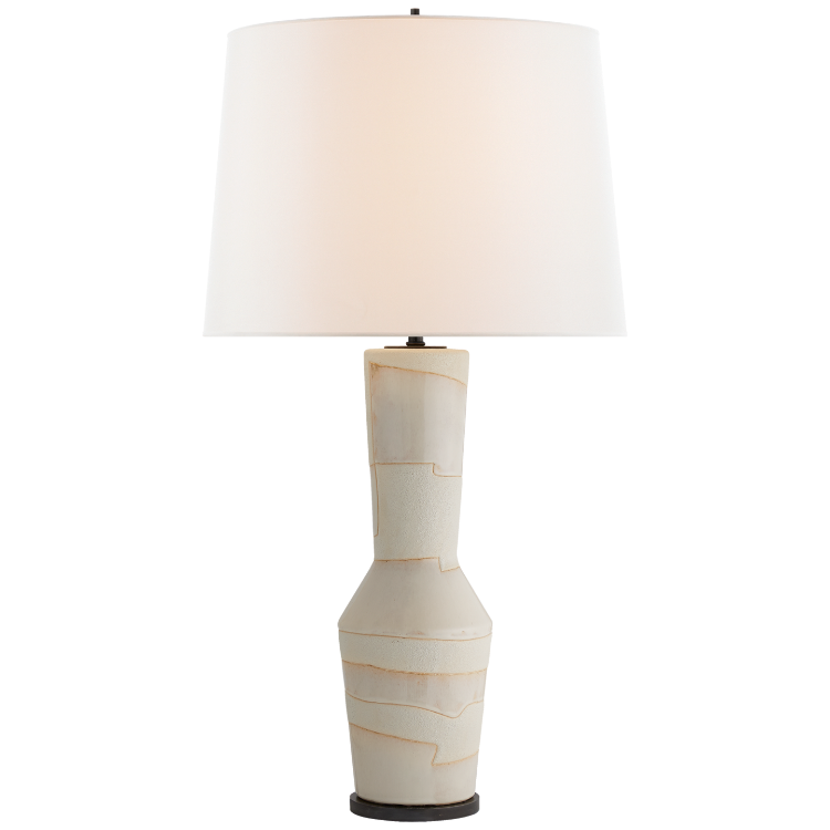 Picture of Alta Table Lamp in Porous White and Ivory with Linen Shade