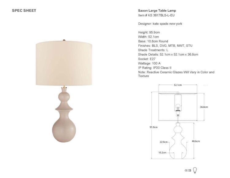 Picture of Saxon Large Table Lamp in Blush with Linen Shade