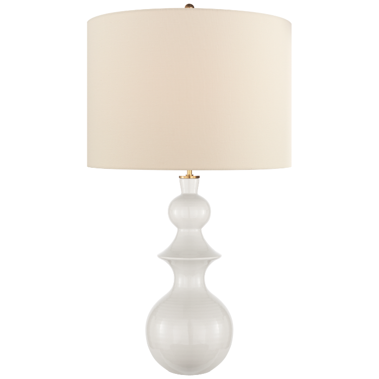 Picture of Saxon Large Table Lamp in New White with Cream Linen Shade