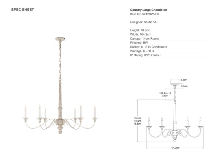 Picture of Country Large Chandelier in Belgian White