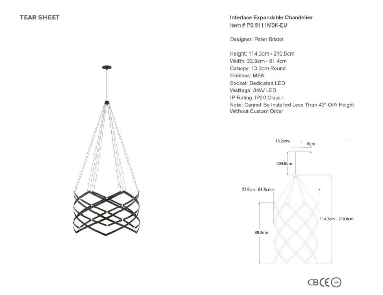 Picture of EX-DISPLAY Interlace Expandable Chandelier in Matte Black