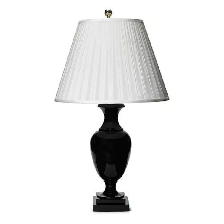 Picture of EX-DISPLAY Noble Estate Large Vase Table Lamp In Black with White Silk Pleated Shade