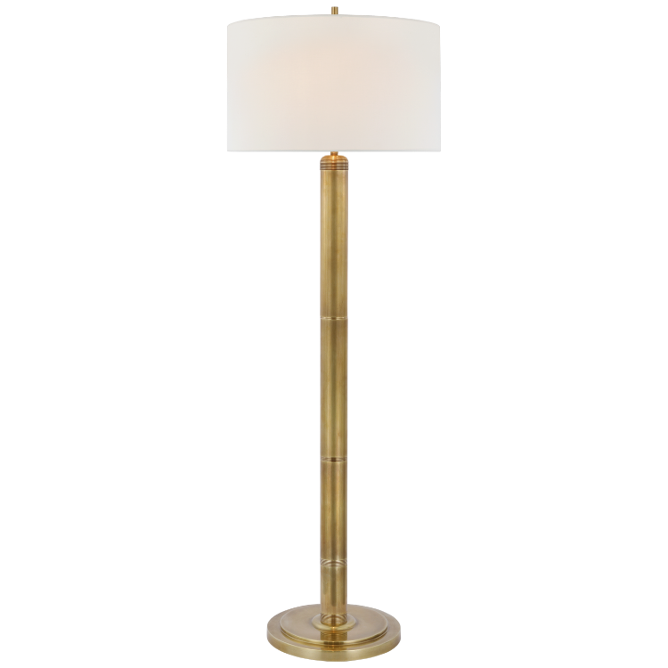 Picture of Longacre Floor Lamp in Hand-Rubbed Antique Brass with Linen Shade