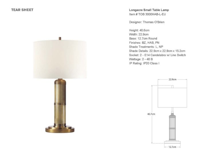 Picture of Longacre Small Table Lamp in Hand-Rubbed Antique Brass with Linen Shade