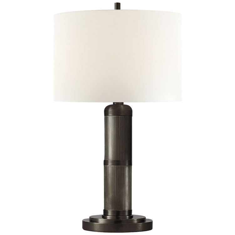 Picture of Longacre Small Table Lamp in Bronze with Linen Shade