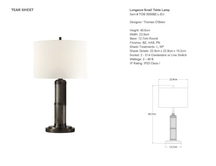 Picture of Longacre Small Table Lamp in Bronze with Linen Shade