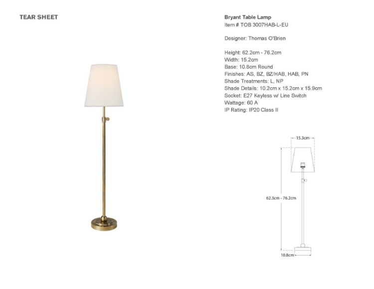 Picture of Bryant Table Lamp in Hand-Rubbed Antique Brass with Linen Shade