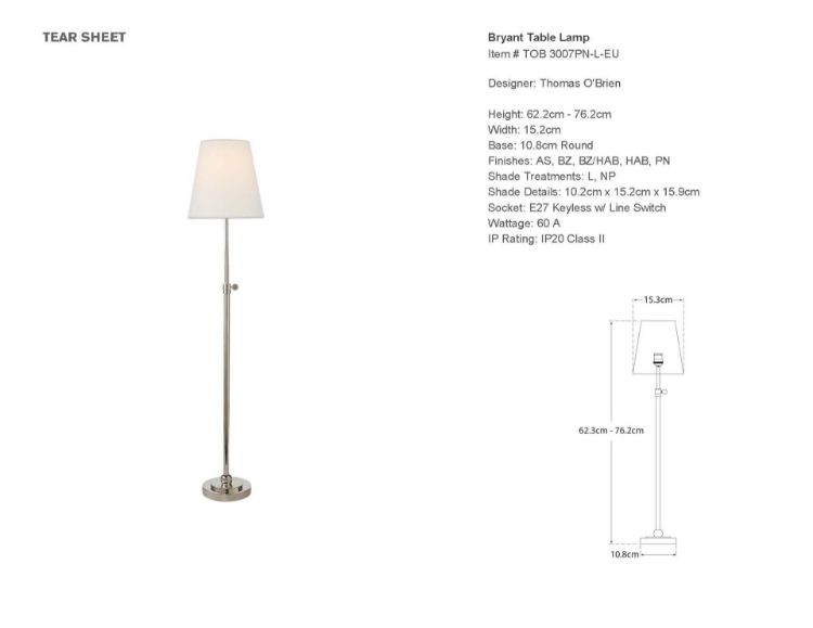 Picture of Bryant Table Lamp in Polished Nickel with Linen Shade