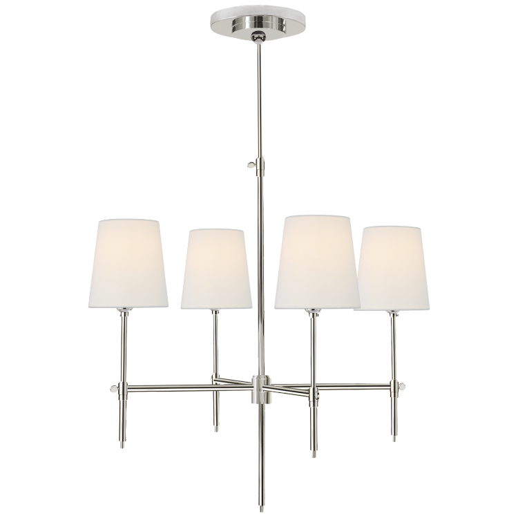 Picture of Bryant Small Chandelier in Polished Nickel with Linen Shades