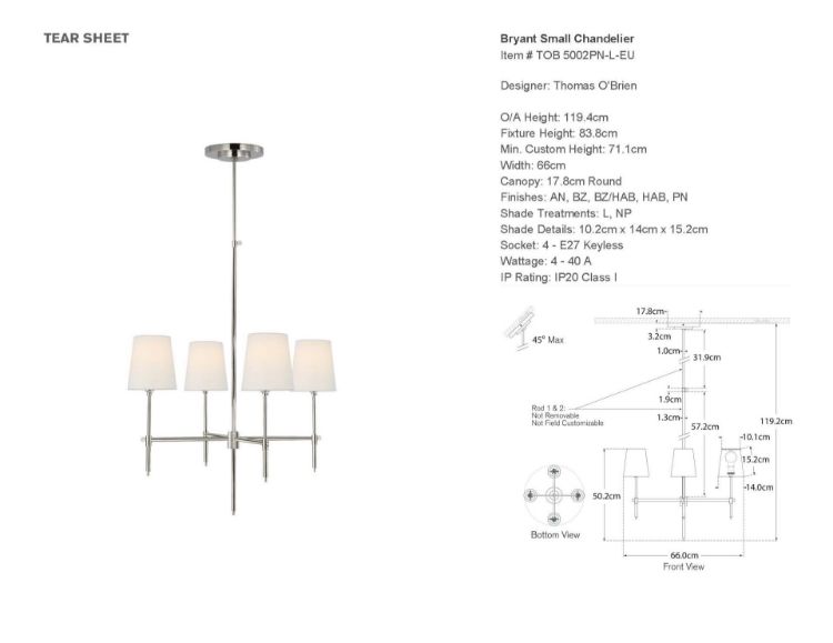 Picture of Bryant Small Chandelier in Polished Nickel with Linen Shades