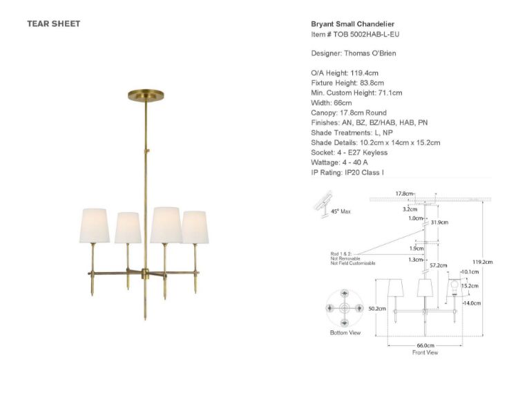 Picture of Bryant Small Chandelier in Bronze with Linen Shades