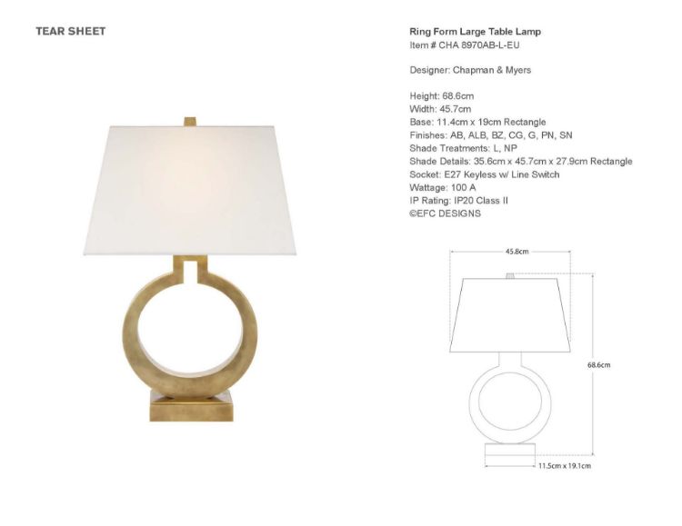 Picture of Ring Form Large Table Lamp in Antique-Burnished Brass with Linen Shade