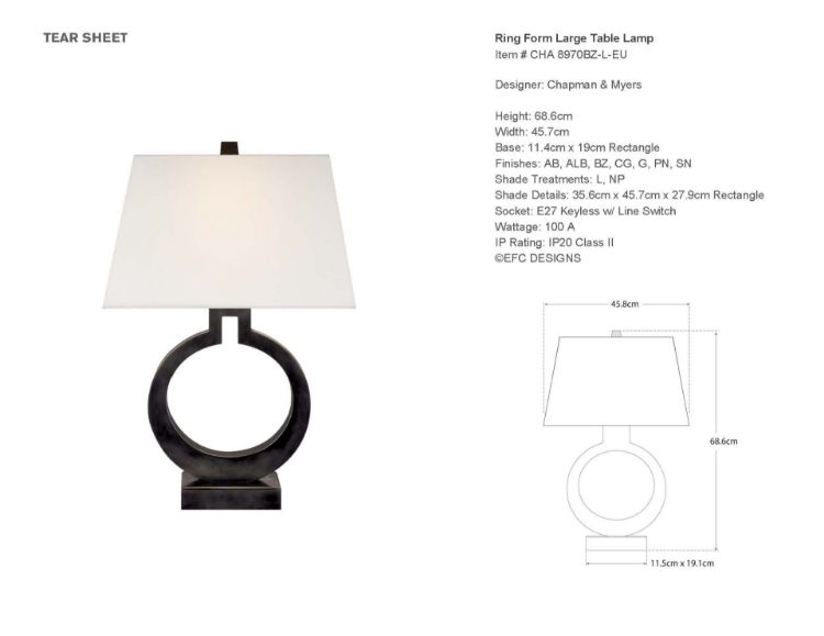 Picture of Ring Form Large Table Lamp in Bronze with Linen Shade