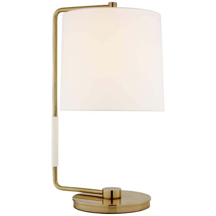 Picture of Swing Table Lamp in Soft Brass with Linen Shade