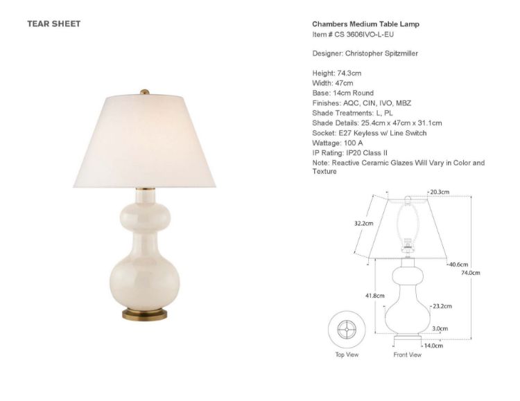 Picture of Chambers Medium Table Lamp in Ivory with Linen Shade