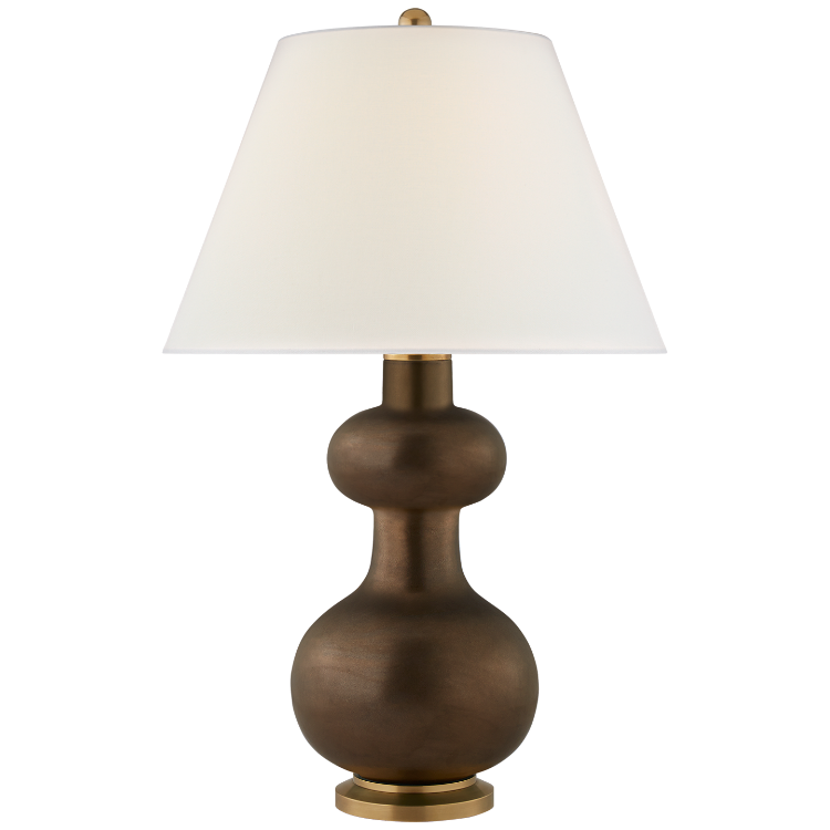 Picture of Chambers Medium Table Lamp in Matte Bronze with Linen Shade