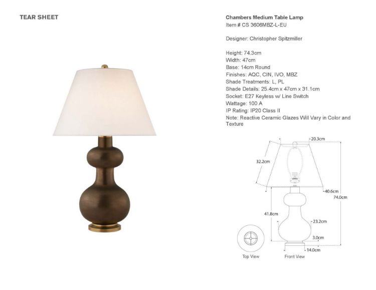 Picture of Chambers Medium Table Lamp in Matte Bronze with Linen Shade