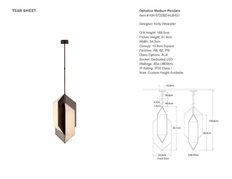 Picture of Ophelion Medium Pendant in Bronze with Alabaster