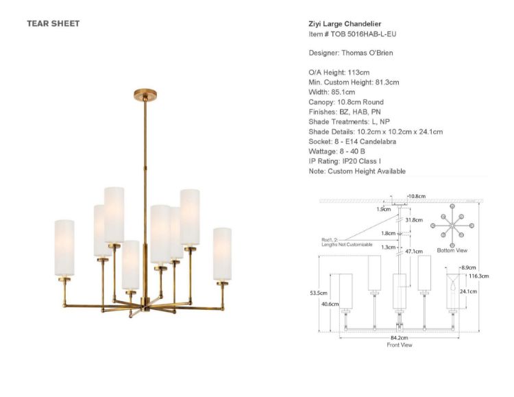 Picture of Ziyi Large Chandelier in Hand-Rubbed Antique Brass with Linen Shades