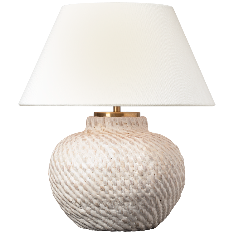 Picture of Avedon 11" Cordless Accent Lamp in Plaster White Rattan