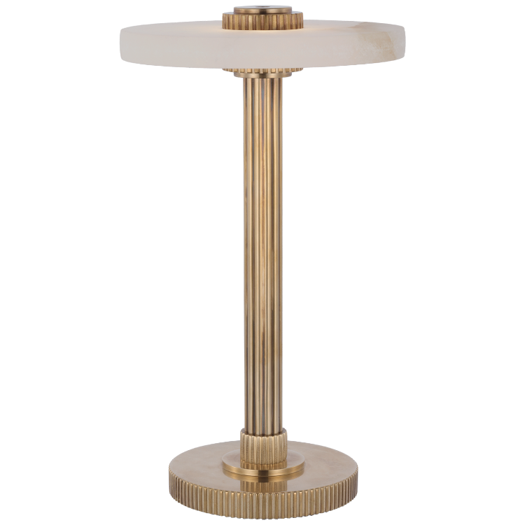 Picture of Aran 9" Rechargeable Accent Lamp in Hand-Rubbed Antique Brass and Alabaster