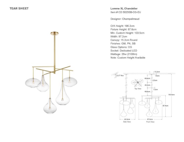 Picture of Lomme XL Chandelier in Soft Brass