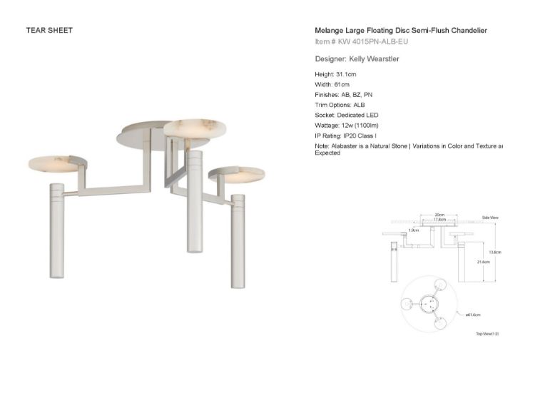 Picture of Melange Large Floating Disc Semi-Flush Chandelier in Polished Nickel