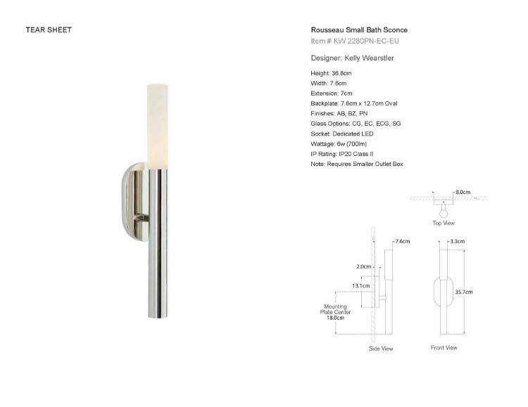 Picture of Rousseau Small Bath Sconce in Polished Nickel