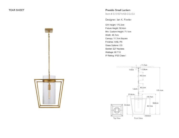 Picture of Presidio Small Lantern in Hand-Rubbed Antique Brass